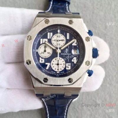 Swiss Grade Audemars Piguet Offshore Copy Watch SS Blue Leather